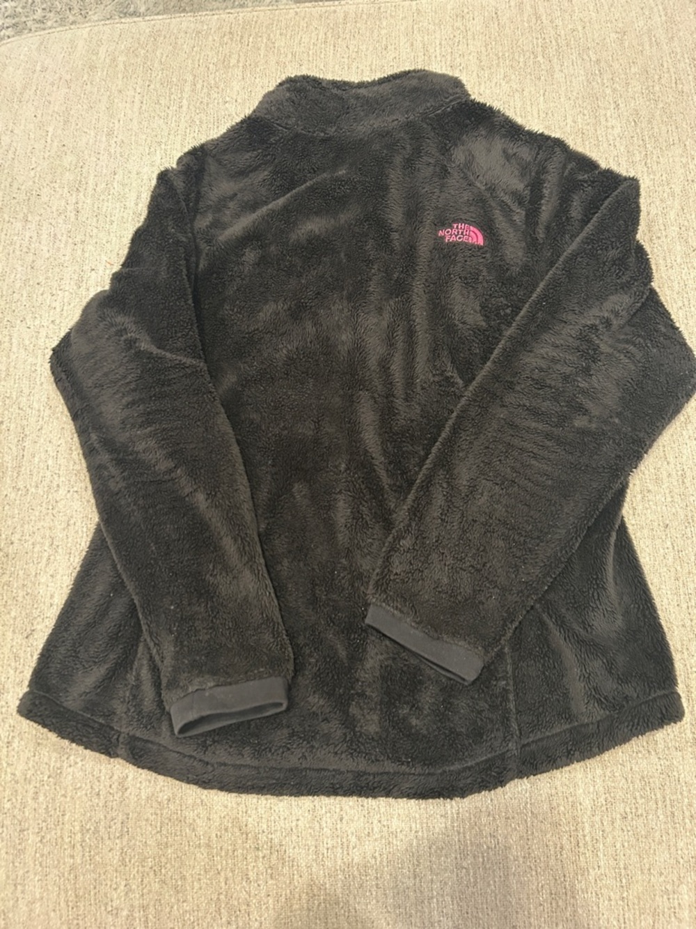The North Face Black Fleece Jacket with Pink Logo and Ribbon - Picture 4 of 6
